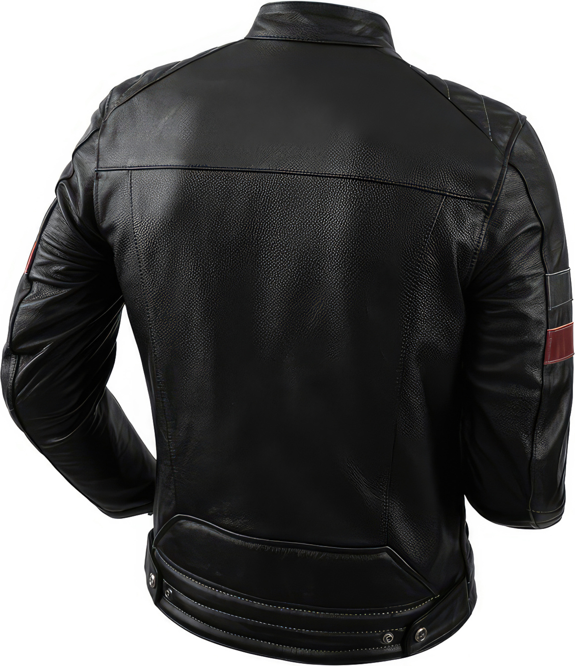 Men’s Black Biker Genuine Cowhide Stand Collar Multi-Zippers Moto Rider Classic Leather Jacket - Image 3
