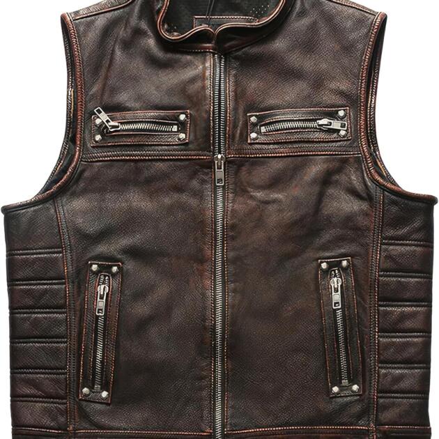 Men’s Genuine Sheepskin Moto Vest