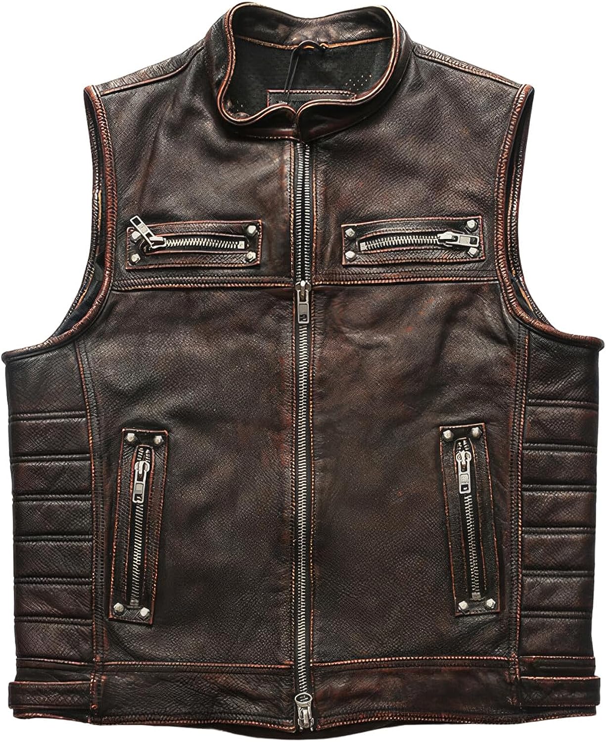 Men’s Genuine Sheepskin Moto Vest