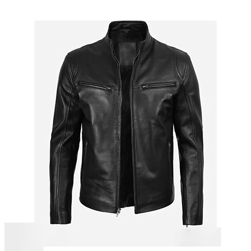 Men's Classic Black Cowhide Biker Style Leather Jacket