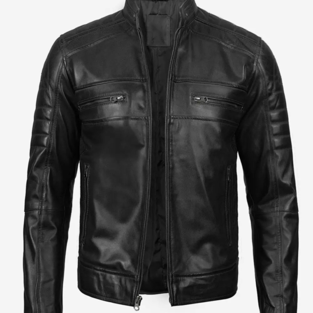 Men’s genuine lambskin leather biker Style Jacket