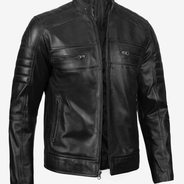 Men’s Black Real Leather Biker Jacket
