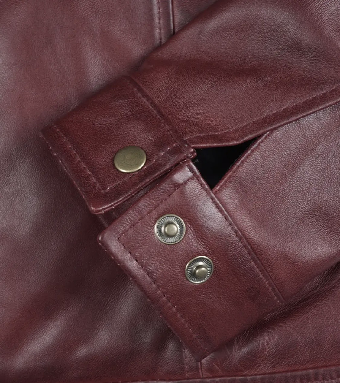 Reeves Men’s Shirt Collar Mahroon Harrington Leather Jacket - Image 6