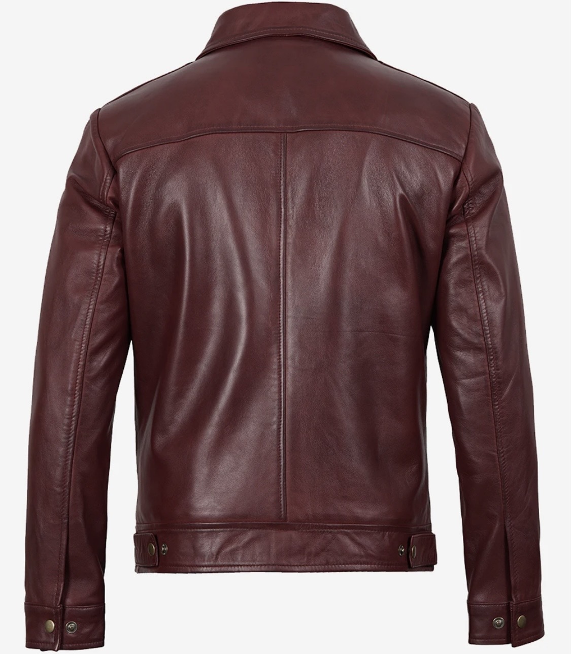 Reeves Men’s Shirt Collar Mahroon Harrington Leather Jacket - Image 2