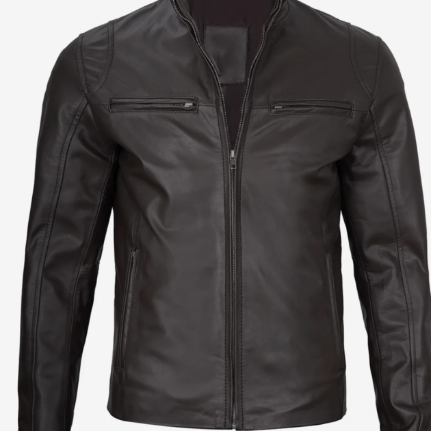 Men’s Premium Black Real Leather Biker Jacket – Regular Fit
