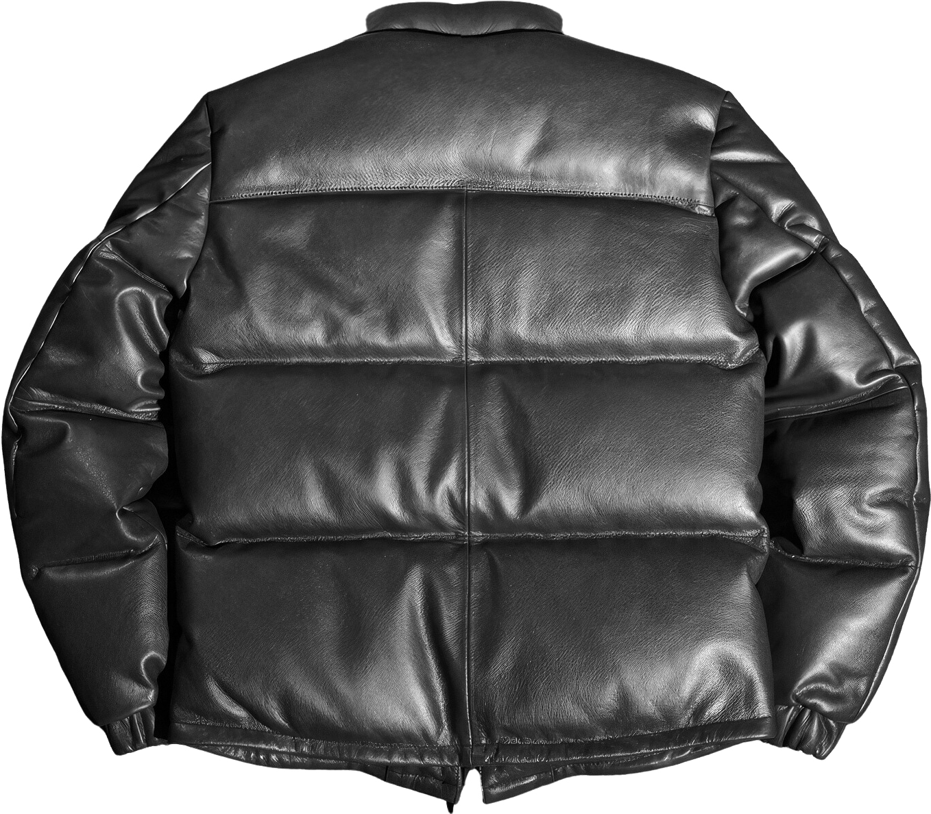 Men’s Black Genuine Sheepskin Stand Collar Baggy Outerwear Winter Warm Thick Insulated Casual Padded Puffer Leather Jacket - Image 5