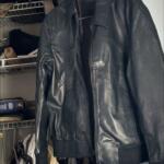 Men’s Black Leather Bomber Jacket – Classic Shirt Collar