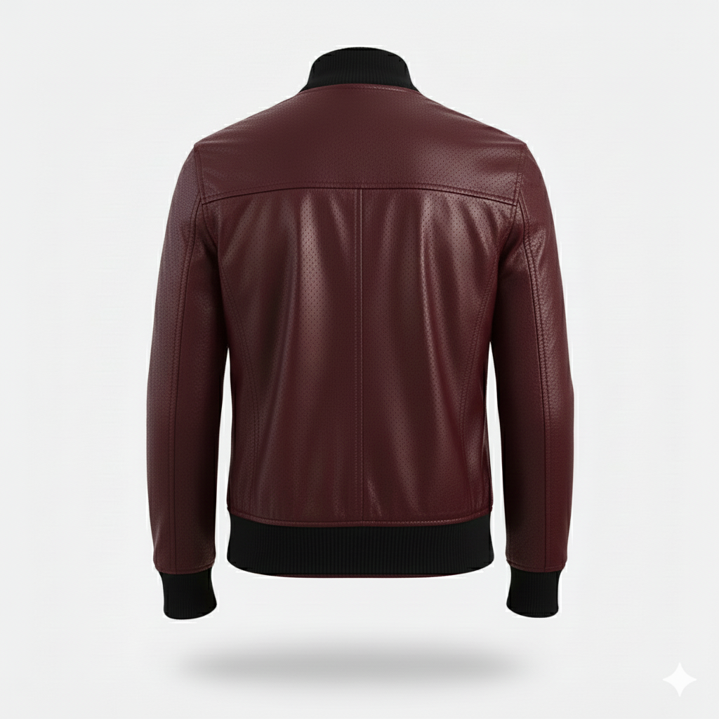 Men’s Mahron Real Leather Bomber Jacket - Image 6