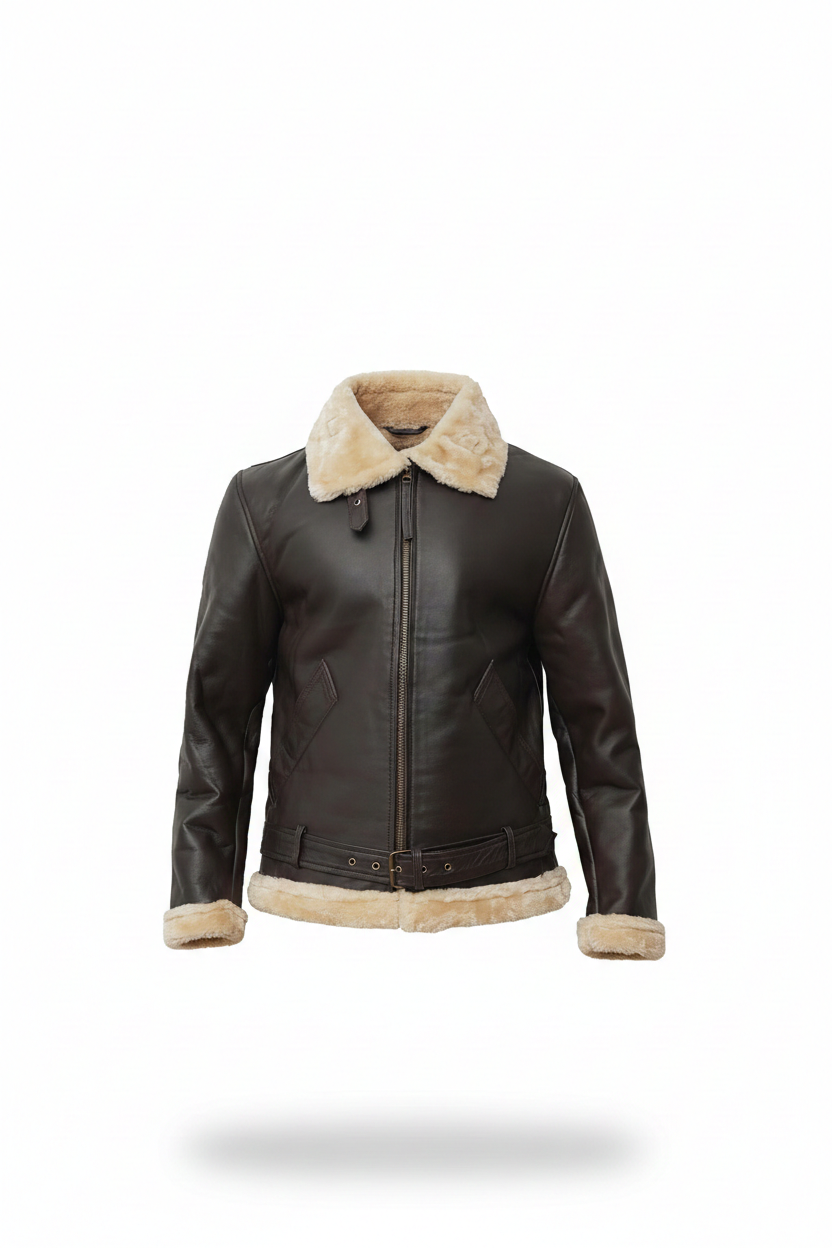 Men’s Black Leather Shearling Jacket
