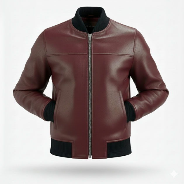 Men’s Mahron Real Leather Bomber Zipper Jacket