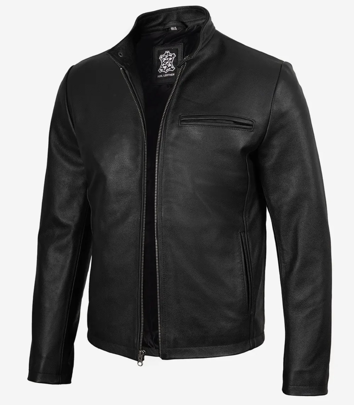Men’s Real Leather Bomber Zipper Jacket - Image 4