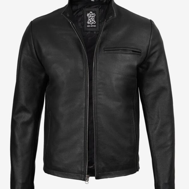 Men’s Real Leather Bomber Zipper Jacket