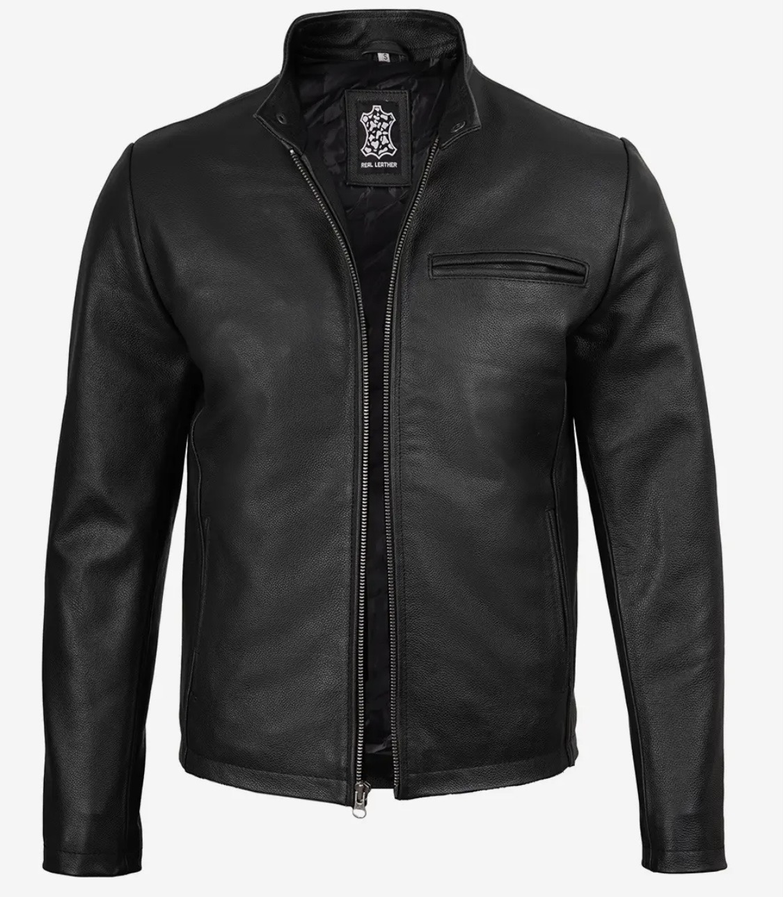 Men’s Real Leather Bomber Zipper Jacket