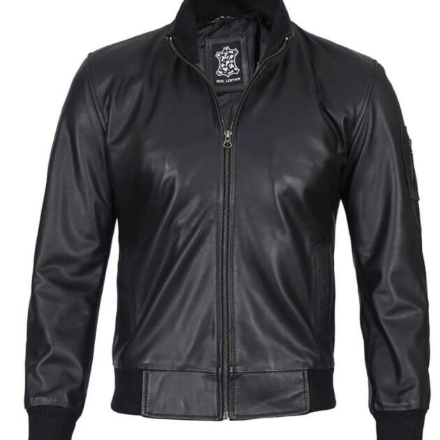 Men’s genuine lambskin leather biker Style Jacket - Quilted
