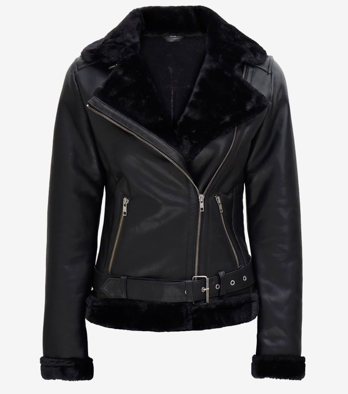 Women’s Black Shearling Aviator Jacket