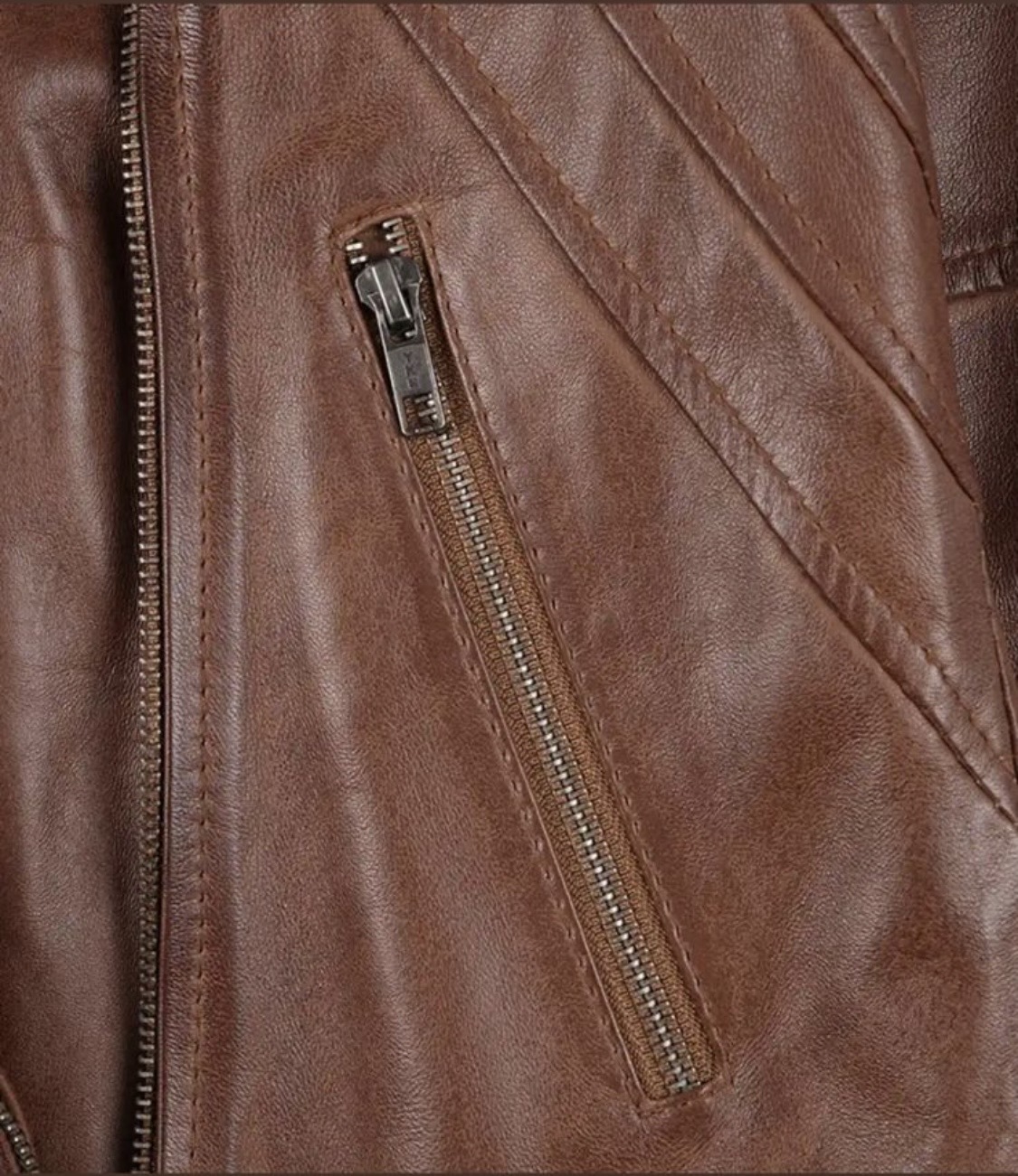 Women’s Brown Hooded Leather Jacket – Stylish Asymmetrical Zip Jacket - Image 7