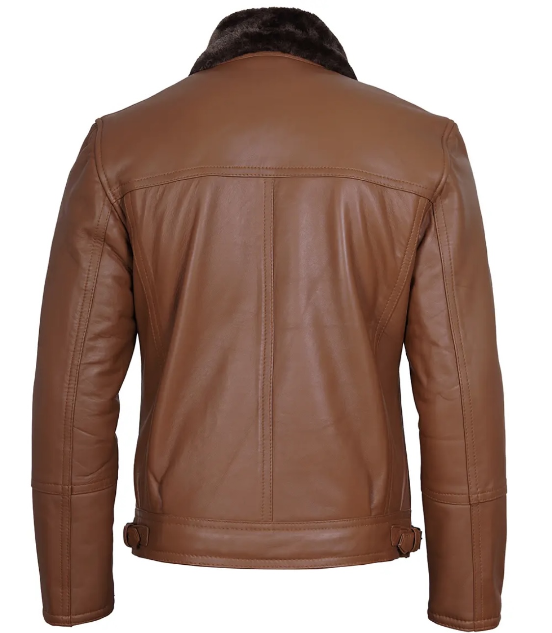 Men’s B3 Bomber Aviator Jacket – Black Real Lambskin Leather with Cream Shearling Fur | Winter Coat - Image 4