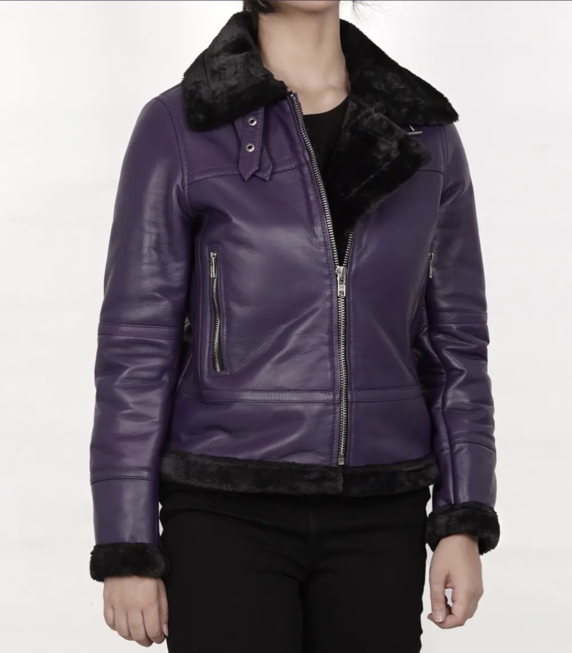 Woman's Real Leather - Shearling Jacket - Image 6