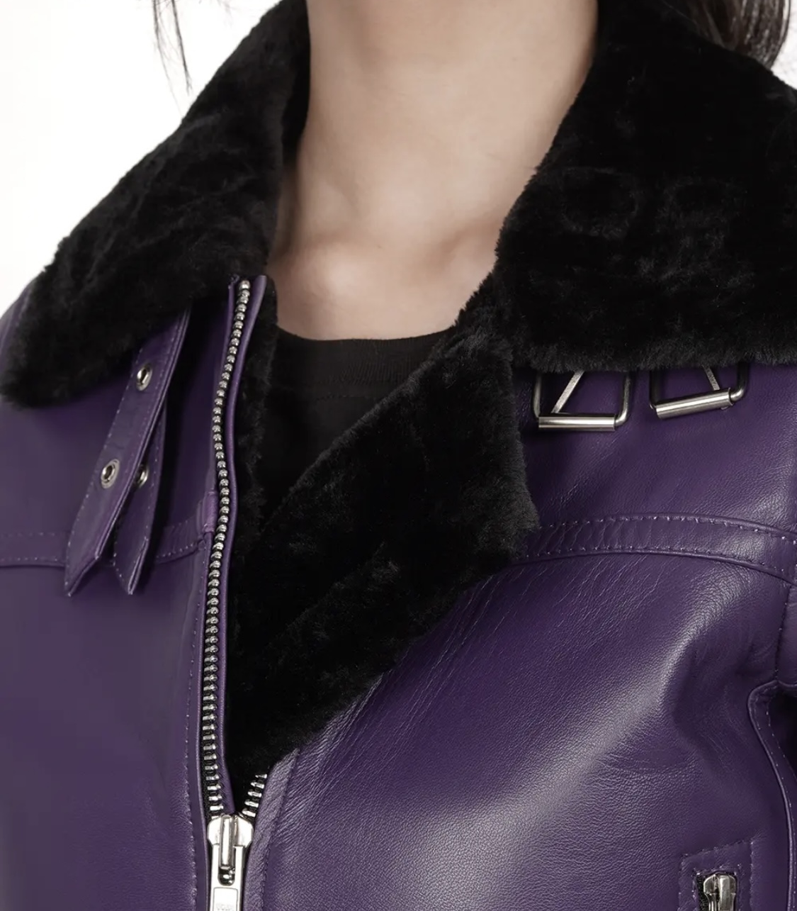 Woman's Real Leather - Shearling Jacket - Image 5