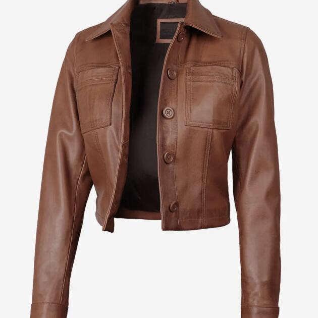 Women’s Cropped Leather Jacket – Winter Luxe Style