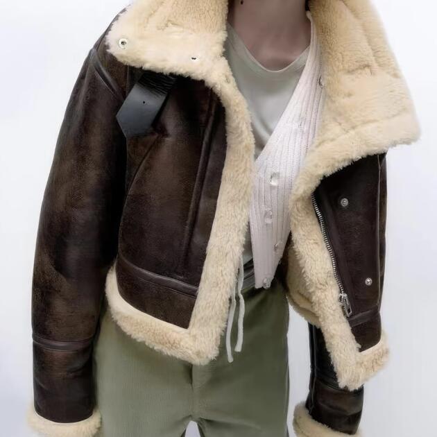 Classic Brown Shearling Aviator Jacket