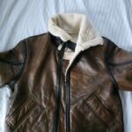 Women's Oversized Distressed Brown Genuine Sheepskin Aviator Shearling Jacket