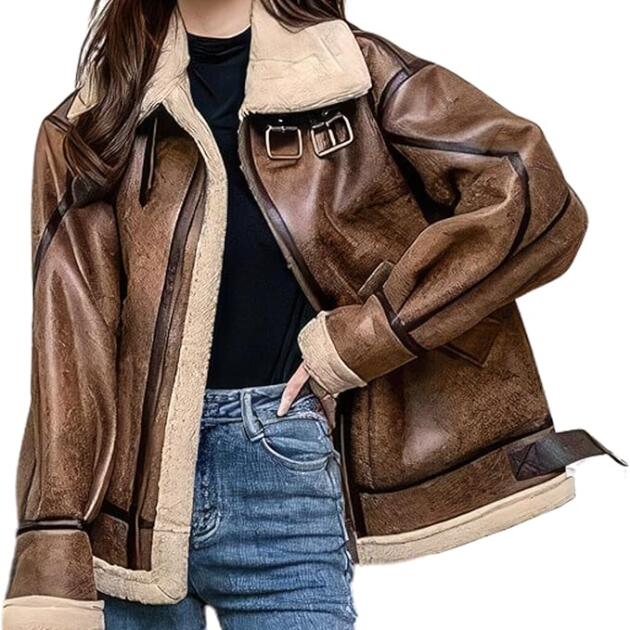 Classic Brown Shearling Aviator Jacket