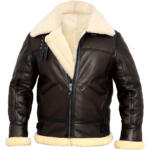 Men’s Brown Shearling Leather Jacket – Winter Aviator Style