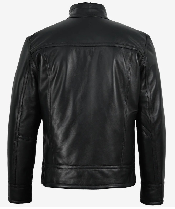 Black Leather Jacket Bomber - Image 2