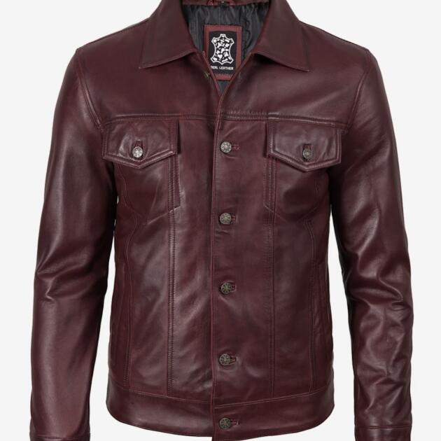 Men’s Four Packets Real leather trucker Jacket